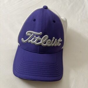 Titleist Flexfit Golf Baseball Cap Hat Purple White Men Size L/XL Golfing Hats